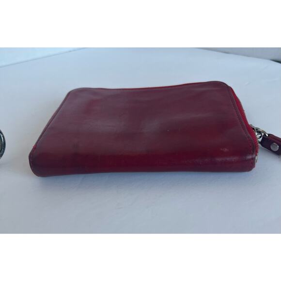 COLE HAAN Red Leather Zip Around Wallet Wristlet Clutch - Picture 4 of 8
